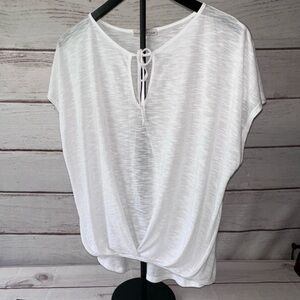 Moa Moa White Tie-Front Drape Tee – Size XL Beach Summer Lightweight Vacation